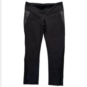ALO Yoga Black Leggings Faux Leather&Mesh Design 22” Inseam/Med